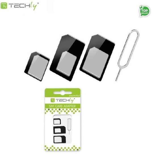 Adapter Techly karty SIM (nano, micro) + kluczyk I-SIM-3