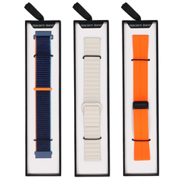 Zestaw pasków do smartwatcha GlacierX Silicone Magnetic Wave Creamy Sky + Silicone Magnetic Buckle Vibrant Orange + Grip Strap Nylon Ocean Blue 22mm