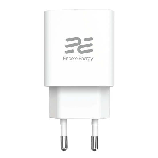 Nowa ładowarka sieciowa Encore Energy GaN QC PD USB-A 18W USB-C 25W MD-2583R + kabel 2x USB-C 50cm
