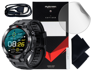 Nowy Smartwatch GlacierX Navigator Black + Folia ochronna