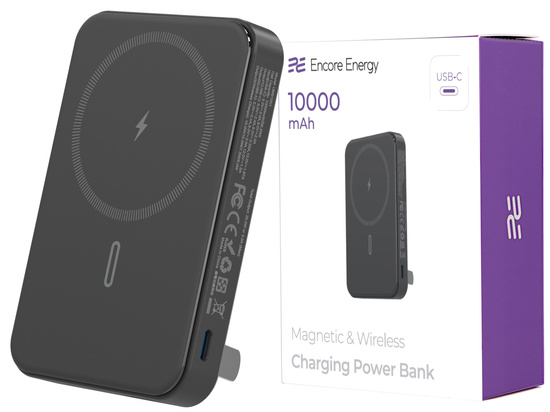 Nowy powerbank indukcyjny 10000mAh ładowanie bezprzewodowe + porty USB-A i USB-C MagSafe 20W Encore Energy MD-10WA
