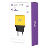 Nowa ładowarka sieciowa Encore Energy GaN QC PD USB-A 18W USB-C 45W MD-4583RD + kabel USB-C 2m