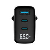 Nowa ładowarka sieciowa Encore Energy GaN QC 4+ PD 3.0 USB-A USB-C x2 65W MD-6583R z wyświetlaczem