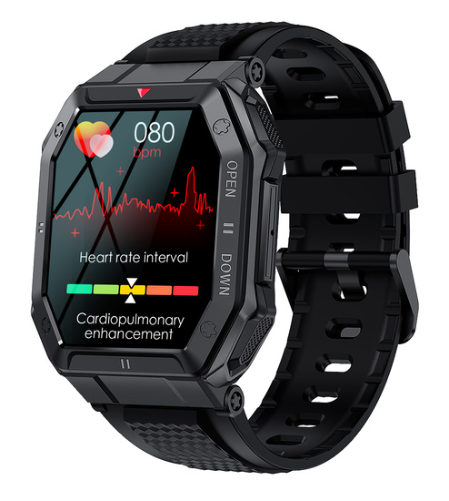 Nowy Smartwatch GlacierX Trail Black + Bransoleta mesh GX-TC55 BM