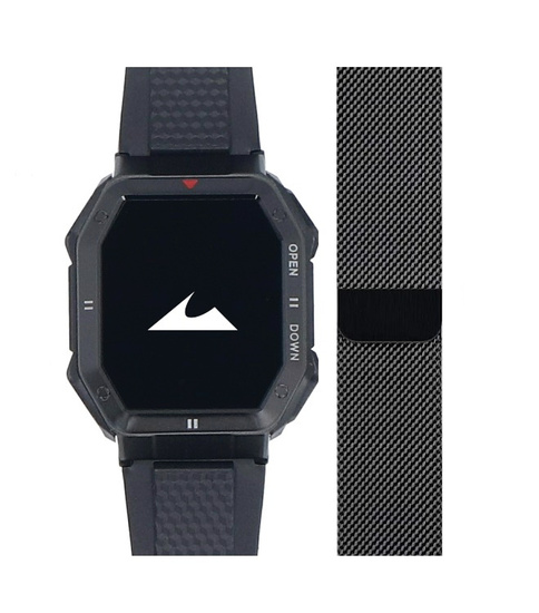 Nowy Smartwatch GlacierX Trail Black + Bransoleta mesh GX-TC55 BM