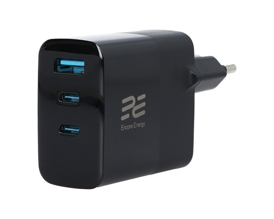 Nowa ładowarka sieciowa Encore Energy GaN QC 4+ PD 3.0 USB-A USB-C x2 65W MD-6583R wyświetlacz + Kabel USB-C Encore Energy 2m