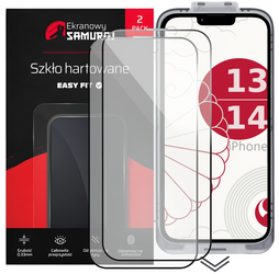 Nowe Szkło Prywatyzujące Ekranowy Samuraj do Apple iPhone 13/14 z ramką Easy Fit | 2-Pack
