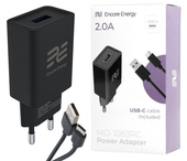 Nowa ładowarka sieciowa Encore Energy USB-A 10W + kabel USB-C ładowarka uniwersalna MD-1083RC