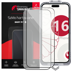Nowe Szkło Prywatyzujące Ekranowy Samuraj do Apple iPhone 16 z ramką Easy Fit | 2-Pack