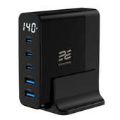 Nowa stacja ładująca Encore Energy ładowarka biurkowa GaN QC 4+ 5.0 PD 3.0 USB-A x2 USB-C x3 140W GaN-14083R z wyświetlaczem