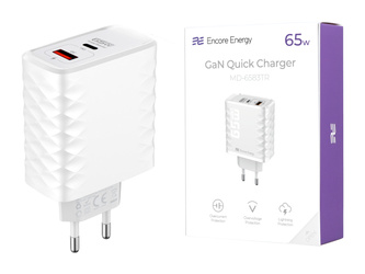 Nowa ładowarka sieciowa GaN 65W USB-A + USB-C QC PD Encore Energy MD-6583TR