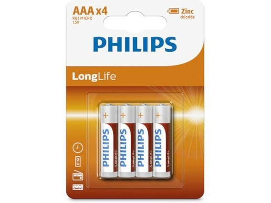 Bateria Philips R03 AAA LongLife (cynkowo-chlorkowa) (4szt blister)