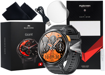 Nowy Smartwatch GlacierX Giant Black + Folia ochronna