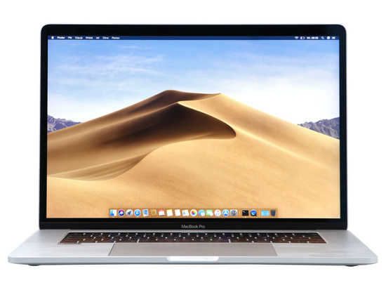 Apple MacBook Pro 15" A1990 2018r Silver i7-8750H 16GB 256GB SSD 2880x1800 AMD Radeon Pro 555X Klasa A MacOS Big Sur