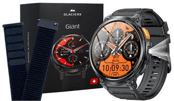 Nowy Smartwatch GlacierX Giant Black + Pasek GlacierX Grip Strap Nylon Black 22mm