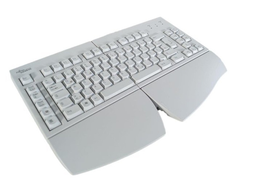 Ergonomiczna Klawiatura Fujitsu KBPC E USB QWERTZ Rozkładana Biała