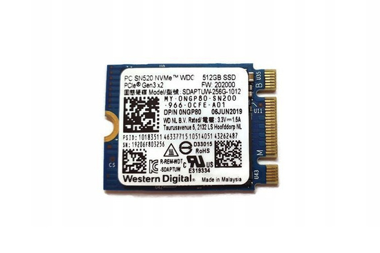 Dysk Western Digital SN520 512GB SSD SDAPTUW-512G-1012 NVMe M.2 2230 PCI-E