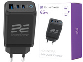 Nowa ładowarka sieciowa GaN 65W USB-A + 2x USB-C QC PPS PD Encore Energy MD-6583RA