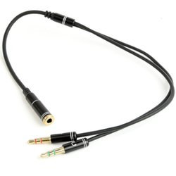 Adapter Audio Gniazdo 4PIN do 2x3.5mm Mini Jack Męski Czarny