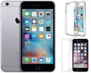 Apple iPhone 6s A1688 2GB 32GB Space Gray Powystawowy iOS + Szkło hartowane 9H + Silikonowe etui