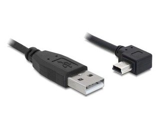 Kabel Delock mini USB-B (M) kątowy prawo - USB-A (M) 2.0 czarny 5m