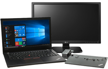 Lenovo ThinkPad T470 i5-6200U 8GB 240GB SSD 1920x1080 Klasa A Windows 10 Home + Stacja dokująca + Monitor + Okablowanie