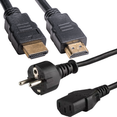 Nowy Kabel Zasilający Przewód PC C13 3-pin 1,5m + Kabel Sygnałowy HDMI 1,5 m