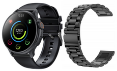 Nowy Smartwatch GlacierX Aura Black + Stalowa bransoleta