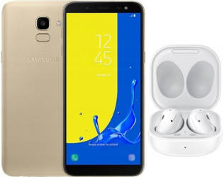 Samsung Galaxy J6 SM-J600FN/DS 2018 3GB 32GB 720x1384 LTE DualSim Gold Powystawowy Android + Nowe Słuchawki Samsung Galaxy Buds Live SM-R180