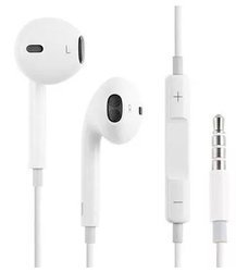 Słuchawki douszne do Apple iPhone z mikrofonem, pilot, wtyk jack 3,5mm Białe