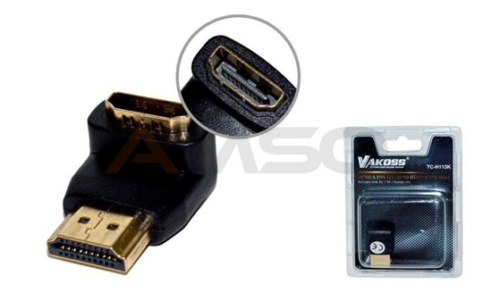 Adapter HDMI VAKOSS  F -> HDMI M (kątowy)  TC-H113K czarny