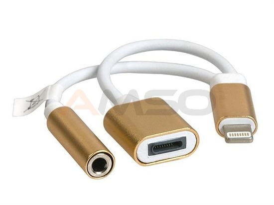 Adapter Tracer Iphone7 8PIN Male / 8PIN + AUX Female