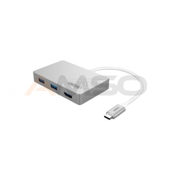 Adapter Unitek Y-3707 USB Typ-C -Hub 3x USB+ HDMI