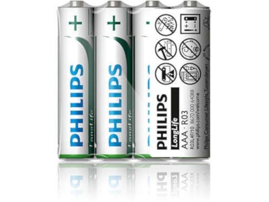 Bateria Philips R03 AAA LongLife (cynkowo-chlorkowa) (4szt folia)