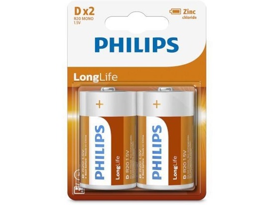 Bateria Philips R20 (cynkowa) (2szt blister)