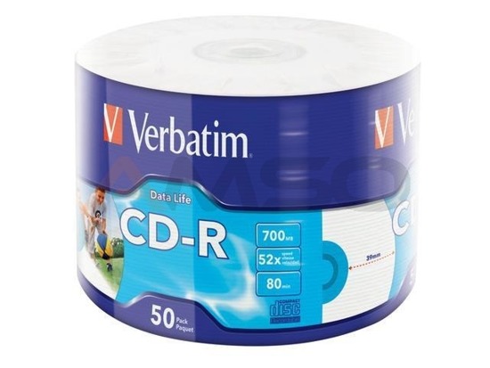 CD-R Verbatim 700MB Extra Protection Printable Wrap (50 Spindel)