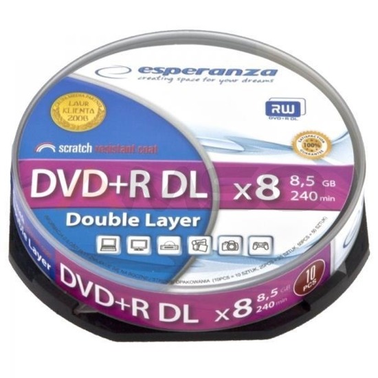 DVD+R Esperanza 8,5GB X8 DL - Cake Box 10 szt.