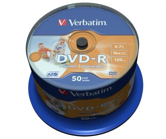DVD-R Verbatim 16x 4.7GB (Cake 50) WIDE PRINTABLE - USZ OPAK