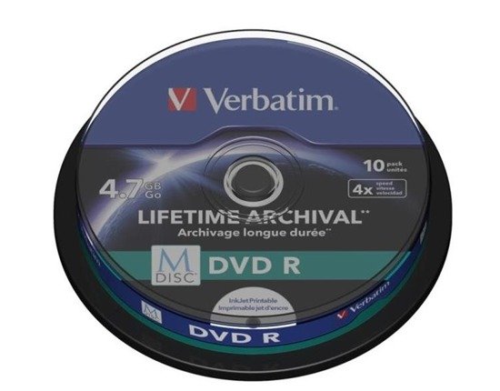 DVD-R Verbatim 4,7 GB M-DISC PRINT CAKE 10