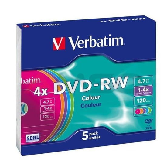 DVD-RW Verbatim 4x 4.7GB (Slim 5) COLOUR
