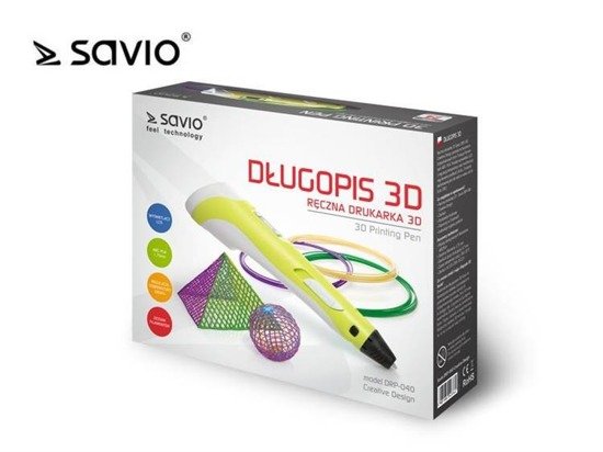 Drukarka 3D ręczna Savio DRP-040 Creative Design z zestawem filamentów PLA 3x3m