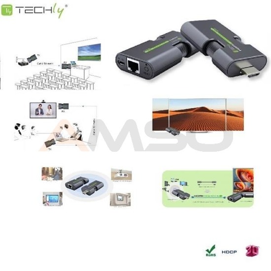 Extender HDMI Techly IDATA EXT-E70MI po skrętce Cat.5e/6/6a/7, do 50m, FullHD, 3D, czarny