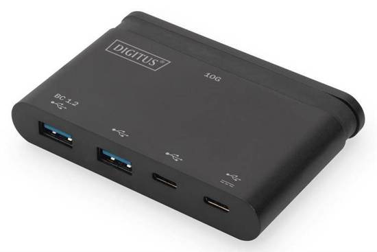 HUB USB DIGITUS 4-portowy USB 3.0 SuperSpeed+ 10 GbpsTyp C PD 3.0 czarny