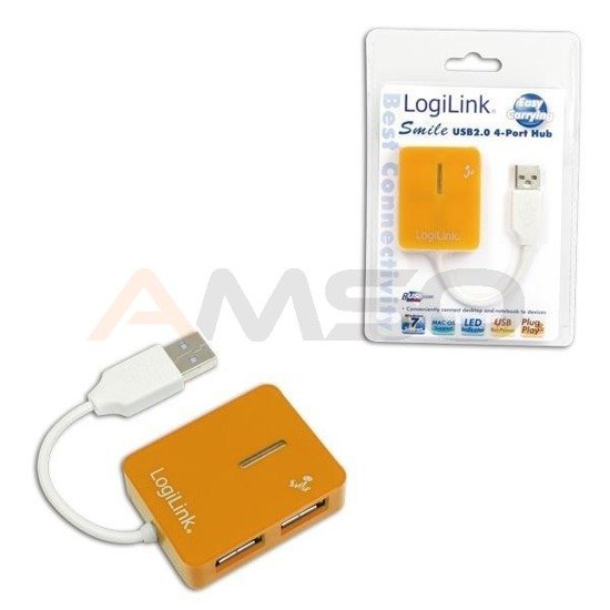HUB USB LogiLink UA0137 4 porty USB, pomarańczowy