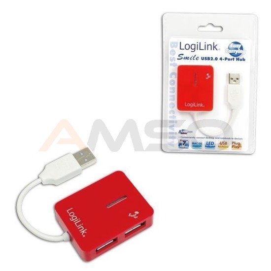 HUB USB LogiLink UA0140 4 porty USB, czerwony