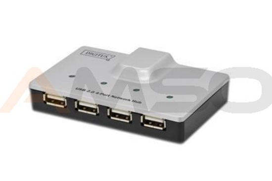 Hub USB 2.0 4-portowy DIGITUS z portem LAN