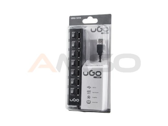 Hub USB 2.0 UGO UHU-1010 7-portowy z włącznikami