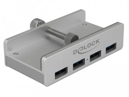 Hub USB Delock 4x USB 3.0 na monitor ze śruba montażową szary