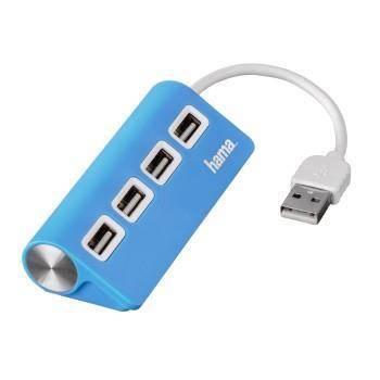 Hub USB Hama 4xUSB 2.0 niebieski