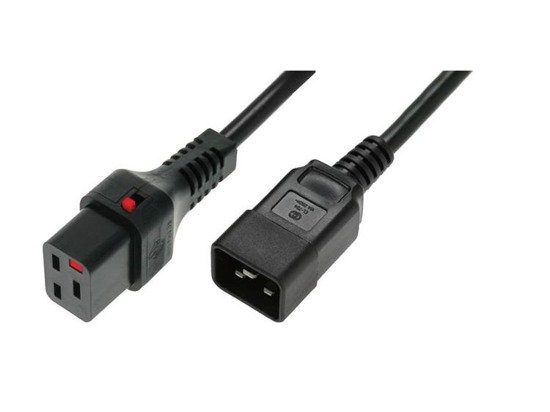 Kabel ASSMANN zasilający serwerowy z blokadą IEC LOCK 3x1,5mm2 C20 prosty/C19 prosty M/Ż 1m czarny